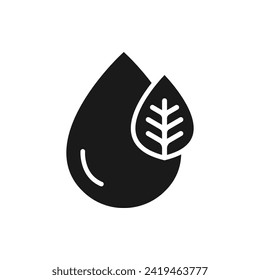 Water and leaf icon flat style isolated on white background. Vector illustration