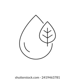 Wasser- und Blattsymbol, Linie einzeln auf weißem Hintergrund. Vektorgrafik