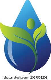 Water and leaf icon in vector format