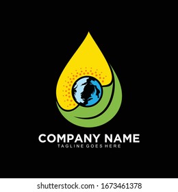 Water and leaf logo design concept