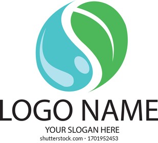 diseño del logotipo del agua y la hoja para la naturaleza industrial o empresarial, los alimentos y bebidas, la salud física, la medicina y la marca