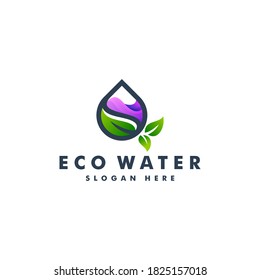 diseño del logotipo de agua y hojas. ilustración vectorial de símbolo de naturaleza