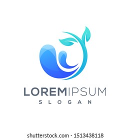 water leaf logo design ready to use