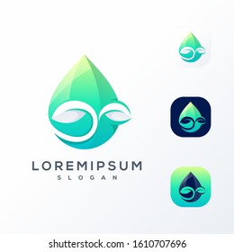 water leaf logo design ready to use