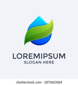 plantilla de diseño de logotipo de agua y hojas