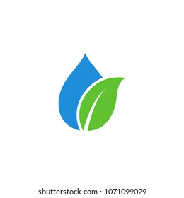 Water and Leaf Logo Design Vector