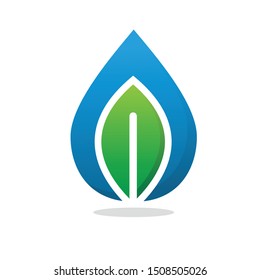 water leaf logo icon design vector
