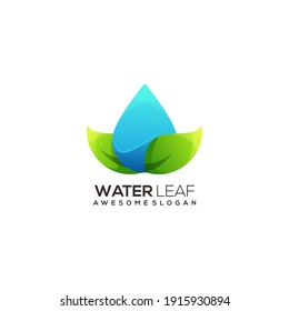 Water and Leaf Logo illustration Vector Design