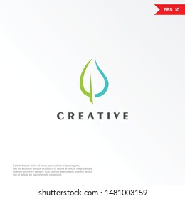 water and leaf logo. simple icon modern