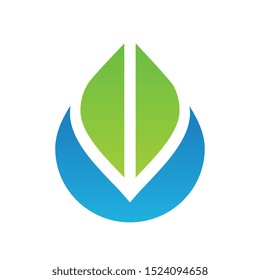 Water and leaf logo template, healthy water symbol - Vector
