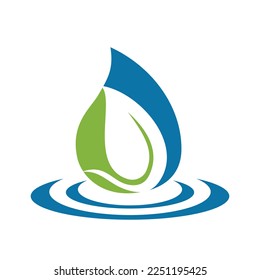 water leaf logo template symbol