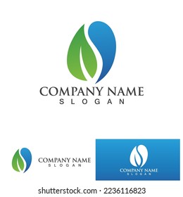 Water leaf Logo Template vector illustration design