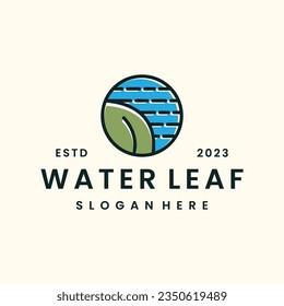 Water leaf logo vector icon illustration hipster vintage retro