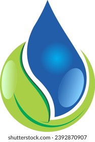 water and leaf natural vector logo