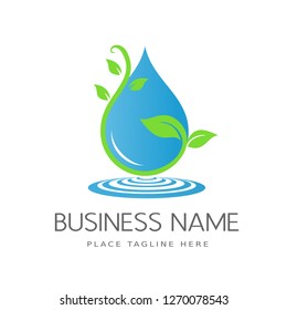 water and leaf vector logo for natural health symbols and clean water company.