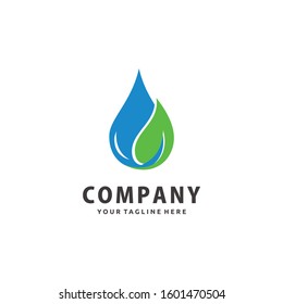 water and leaf vector logo for natural health symbols and clean water company