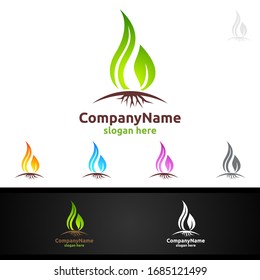 Water and Leaf Vector Logo for Natural Health Concept and Clean Water Company