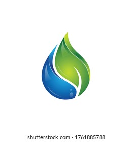 water and leaf vector logo for natural health symbols and clean water company