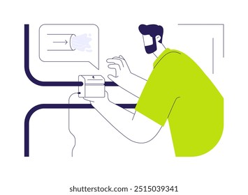 Water leak detector abstract concept vector illustration. Man checking water leak detector, sustainable energy sources, smart home technology, modern equipment and sensor abstract metaphor.