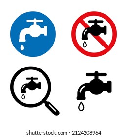 Water leak faucet icon set. Simple vector illustration.