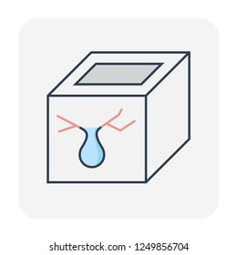 Water leak icon or home problem icon. Wall of water tank aged, cracked or damaged result in water leak need maintenance or repair by primer paint and coating with bituminous waterproof membrane.