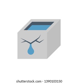 Water leak icon or home problem icon. Wall of water tank aged, cracked or damaged result in water leak need maintenance or repair by primer paint and coating with bituminous waterproof membrane.