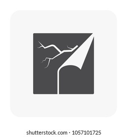 Water leak icon and home repair icon. Wall and floor of basement aged, cracked or damaged result in water leak to maintenance or repair by primer paint and coating with bituminous waterproof membrane 