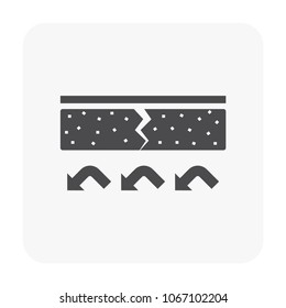 Water leak icon and home repair icon. Wall and floor of basement aged, cracked or damaged result in water leak to maintenance or repair by primer paint and coating with bituminous waterproof membrane 