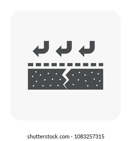 Water leak icon and home repair icon. Wall and floor of basement aged, cracked or damaged result in water leak to maintenance or repair by primer paint and coating with bituminous waterproof membrane 
