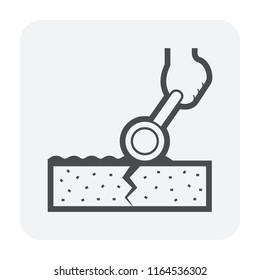 Water leak icon and home repair icon. Wall and floor of basement aged, cracked or damaged result in water leak to maintenance or repair by primer paint and coating with bituminous waterproof membrane 