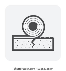 Water leak icon and home repair icon. Wall and floor of basement aged, cracked or damaged result in water leak to maintenance or repair by primer paint and coating with bituminous waterproof membrane 