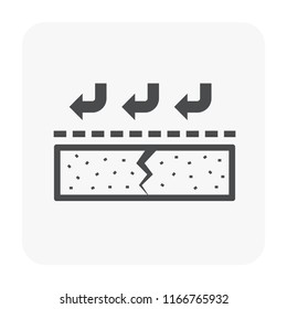 Water leak icon and home repair icon. Wall and floor of basement aged, cracked or damaged result in water leak to maintenance or repair by primer paint and coating with bituminous waterproof membrane 