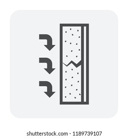 Water leak icon and home repair icon. Wall and floor of basement aged, cracked or damaged result in water leak to maintenance or repair by primer paint and coating with bituminous waterproof membrane 