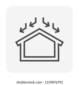 Water leak prevent icon. Roof of house with good condition or coating with waterproofing systems to protect home or buildings from leaking water. Vector illustration icon design.