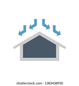 Water leak prevent icon. Roof of house with good condition or coating with waterproofing systems to protect home or buildings from leaking water. Vector illustration icon design.