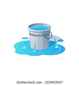 Water leaking from bucket vector illustration.