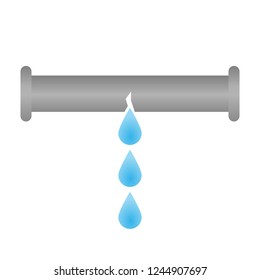 Water leaking from the pipe, gray on a white background, vector