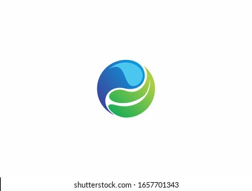 El concepto del logotipo "Agua y dejar". Icono de vector de formas redondas 