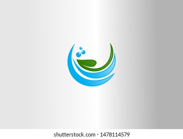 water and leave vector logo. vector illustration. EPS10.
