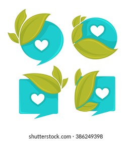 water and leaves, vector collection of ecological stickers and frames
