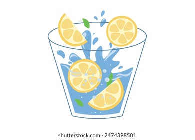 Water with lemon. Cooling drink