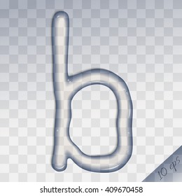 Water letter b on checkered background. Vector silhouette of the letter "b" of pure water.