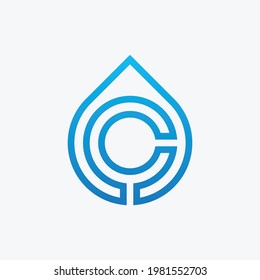 Water Letter C vector design illustration