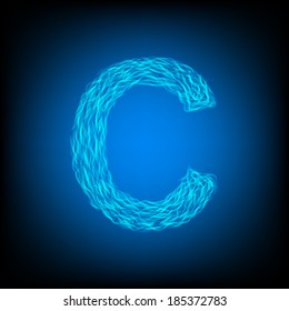 Water letter C. Vector illustration