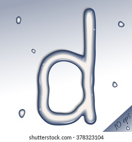 Water letter d. Vector silhouette of the letter "d" of pure water.