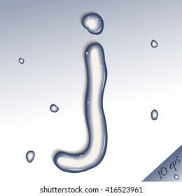 Water letter j. Vector silhouette of the letter "j" of pure water