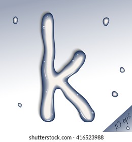 Water letter k. Vector silhouette of the letter "k" of pure water