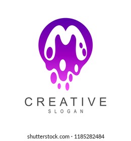 water letter m logo design