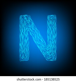 Water letter N. Vector illustration