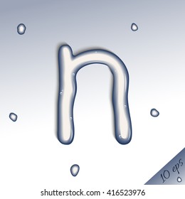 Water letter n. Vector silhouette of the letter "n" of pure water